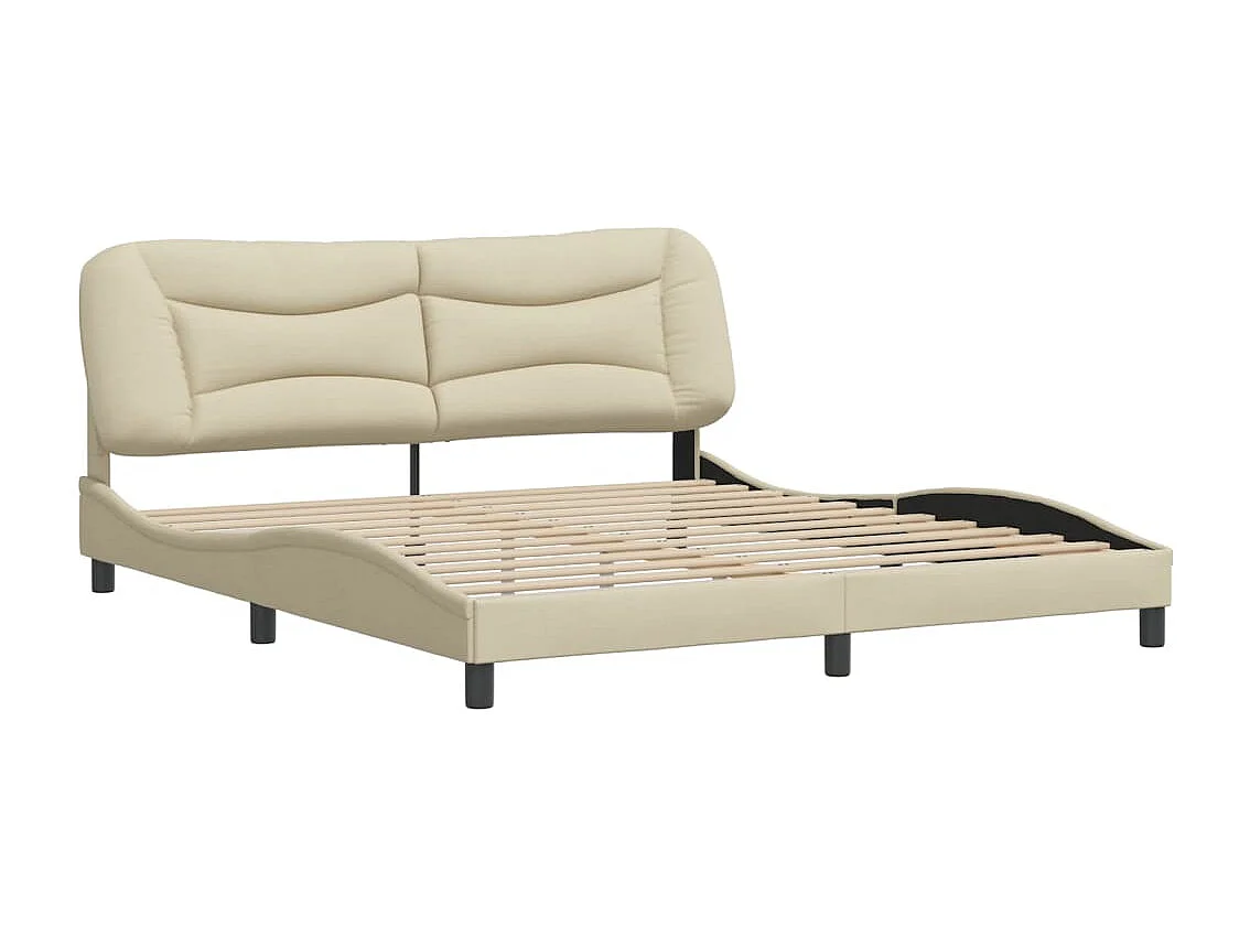 Cadre de lit sans matelas crème 180x200 cm tissu
