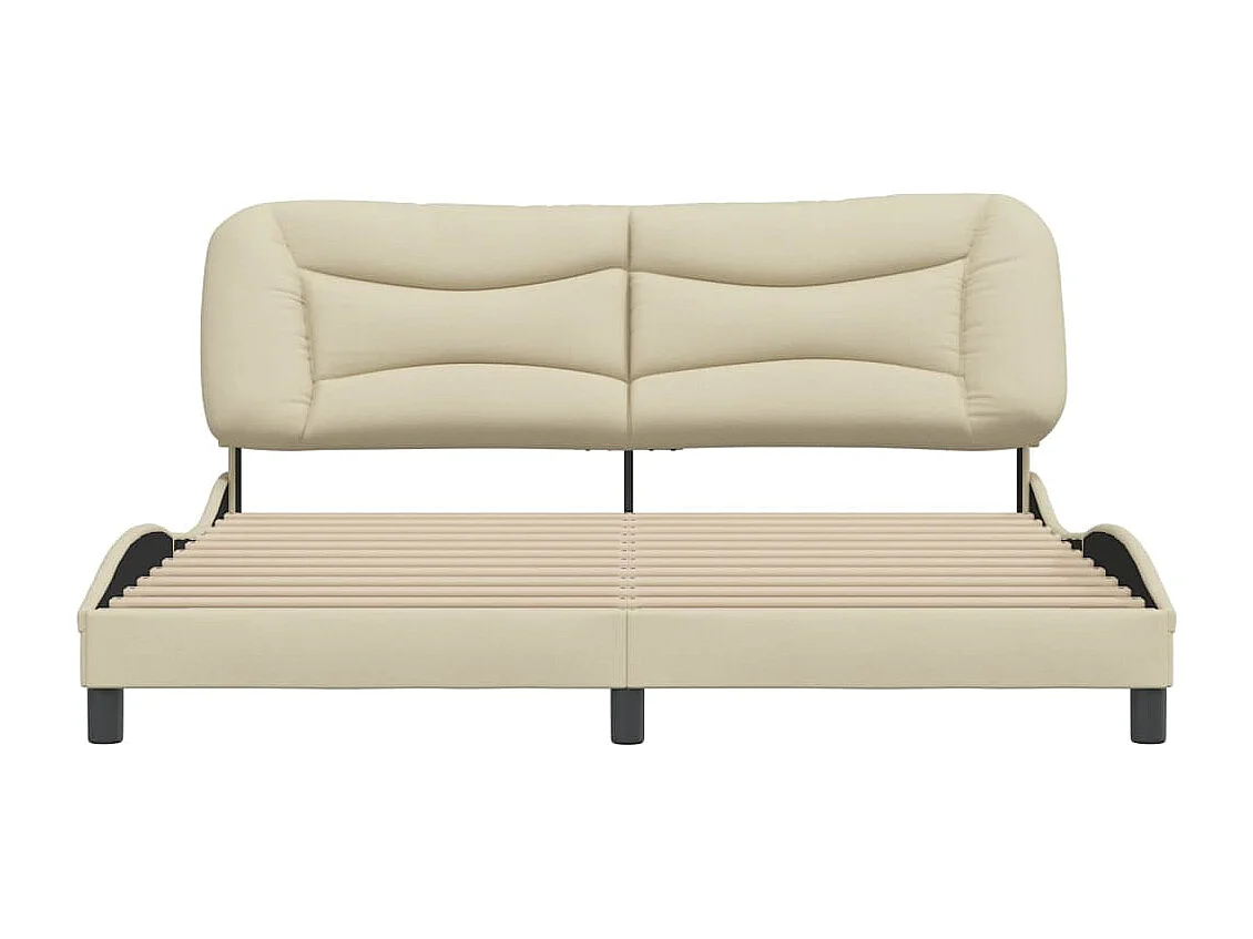 Cadre de lit sans matelas crème 180x200 cm tissu