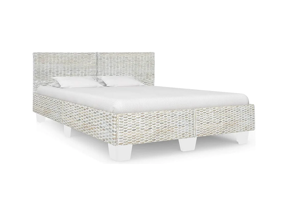 Grijs natuurlijk rotan bedframe 160 x 200 cm