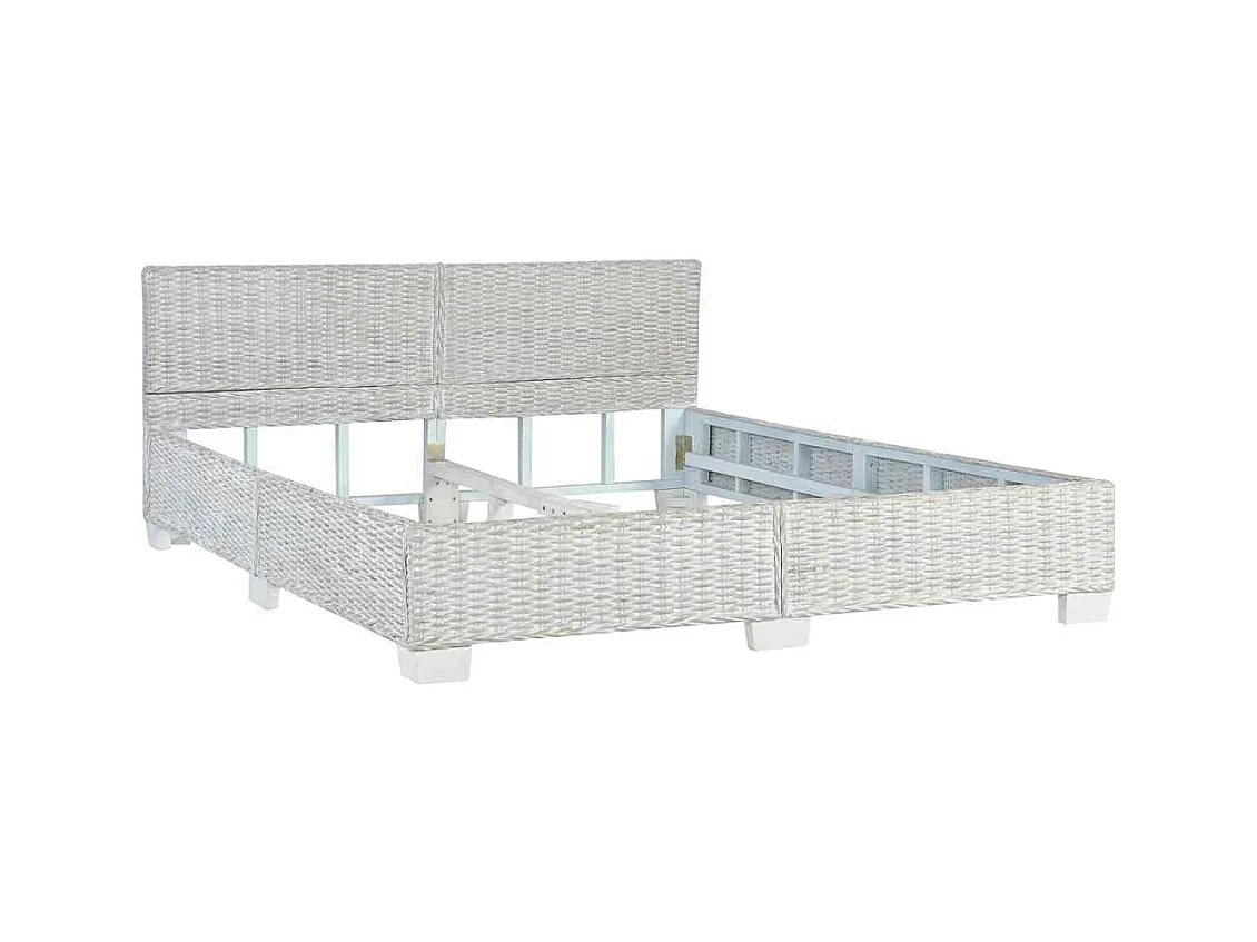 Grijs natuurlijk rotan bedframe 160 x 200 cm