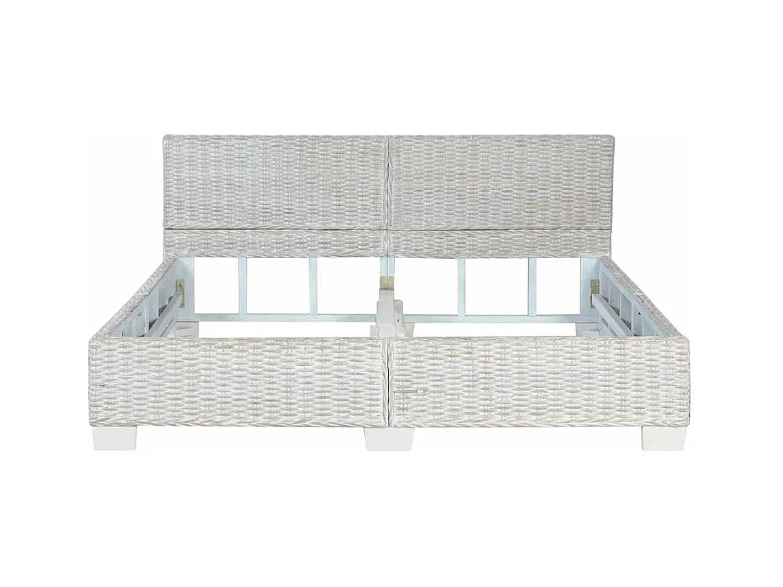 Grijs natuurlijk rotan bedframe 160 x 200 cm