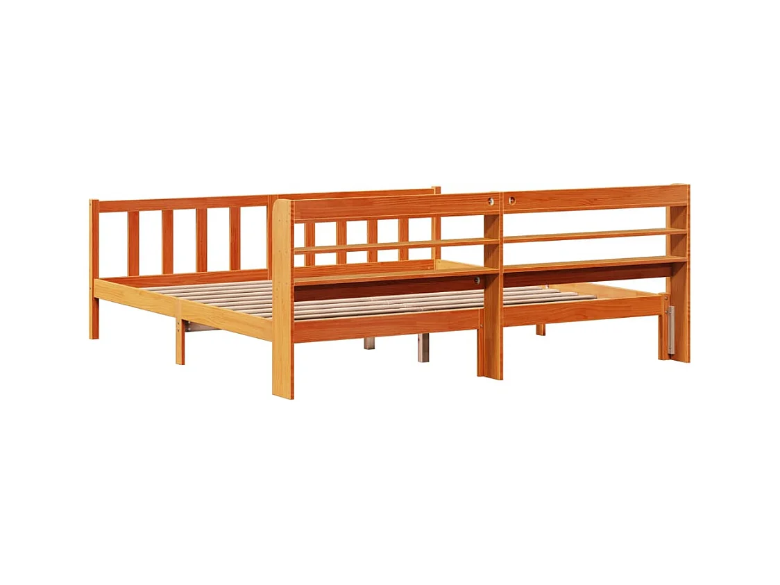 Bettrahmen und Kopfteil ohne Matratze braun gewachst 200x200 cm