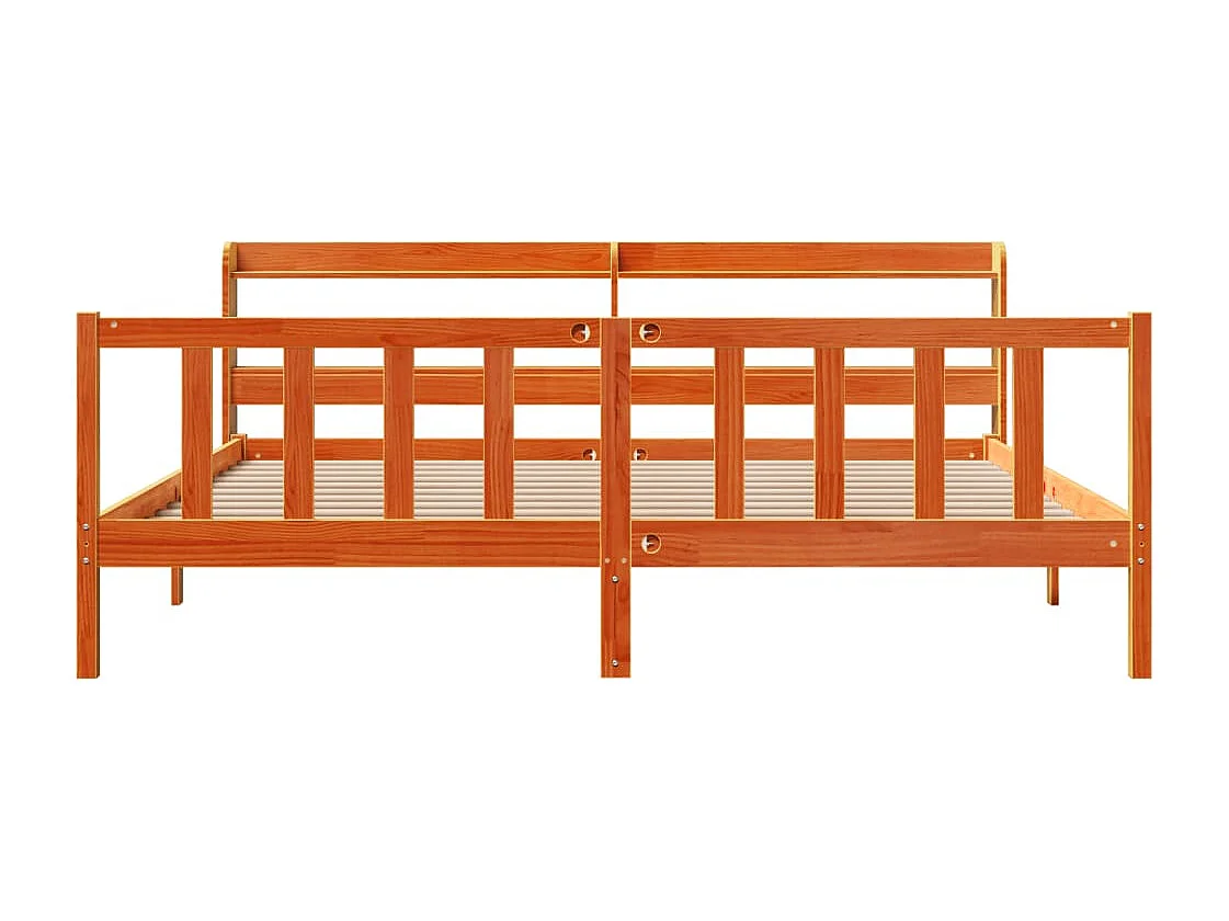 Struttura letto e testiera senza materasso cera marrone 200x200 cm