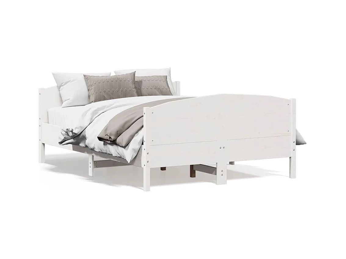Estructura de cama sin colchón blanca 120x200 cm madera maciza de pino