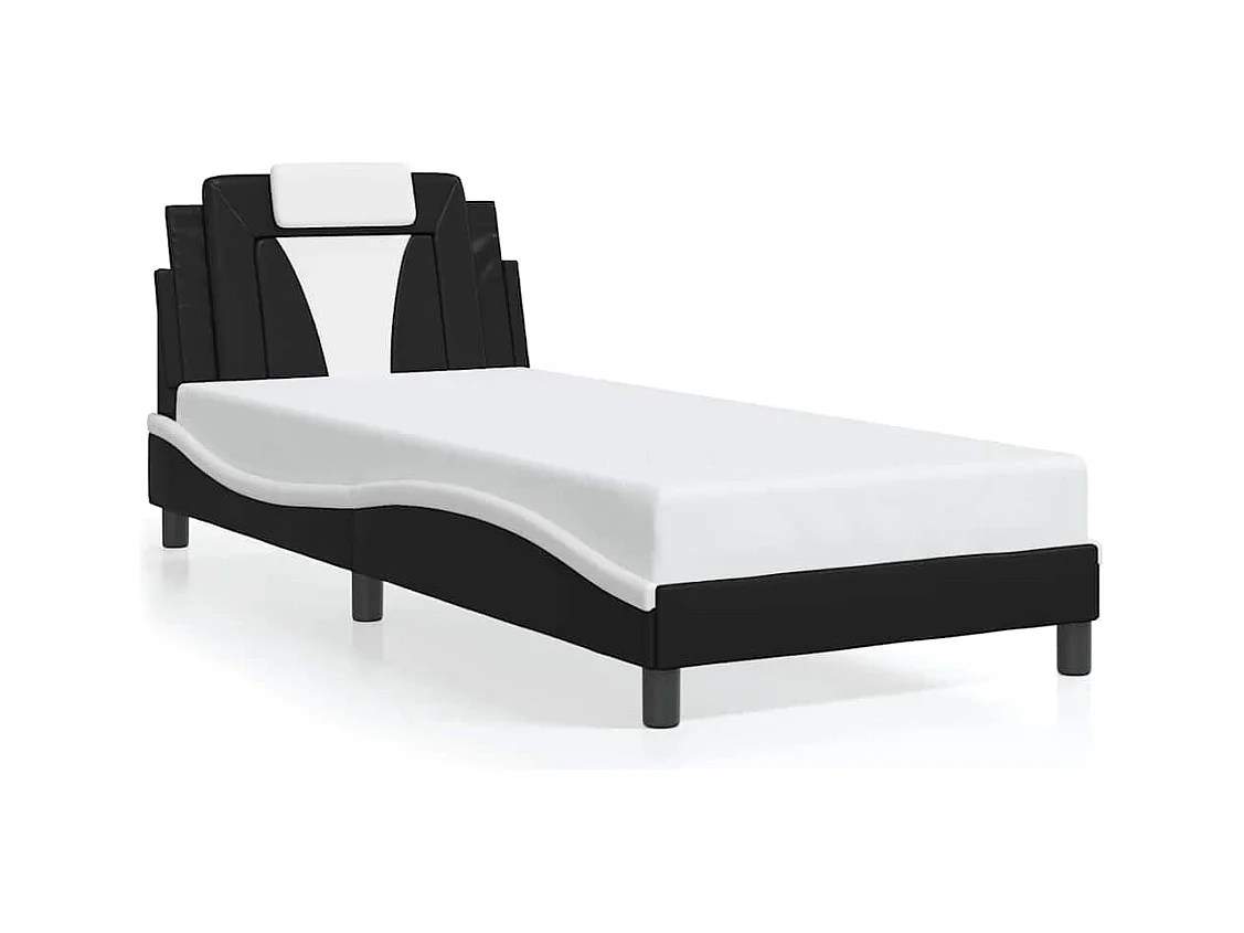 Bedframe zonder matras zwart-wit 90x200 cm kunstleer
