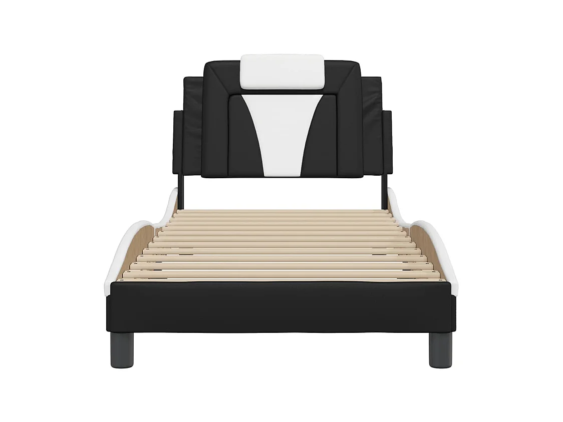 Bedframe zonder matras zwart-wit 90x200 cm kunstleer