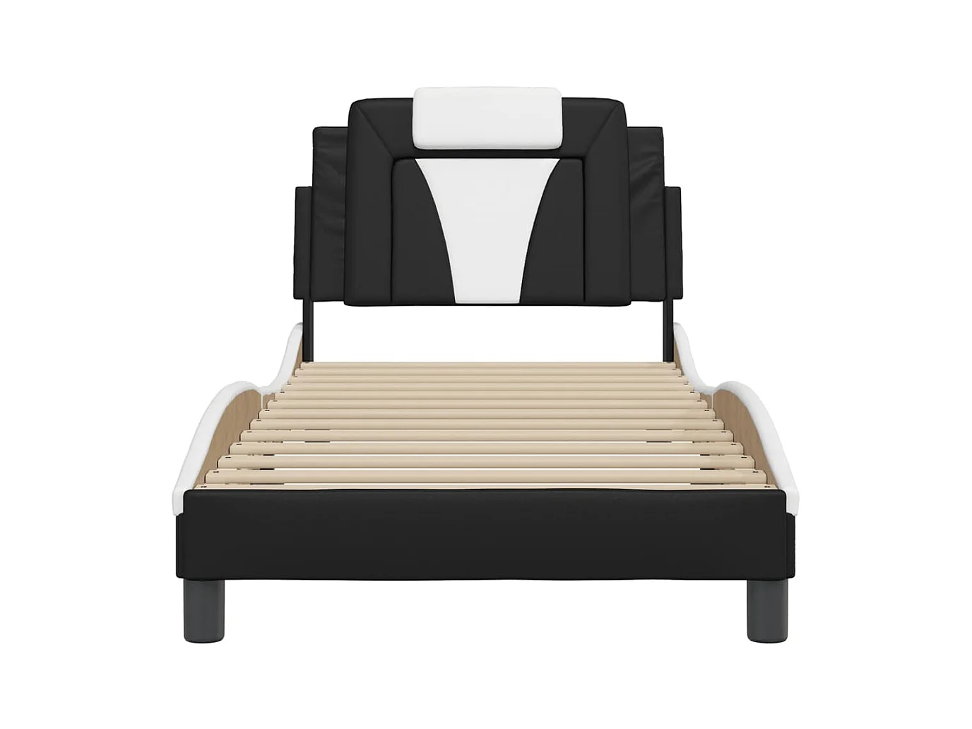 Bedframe zonder matras zwart-wit 90x200 cm kunstleer