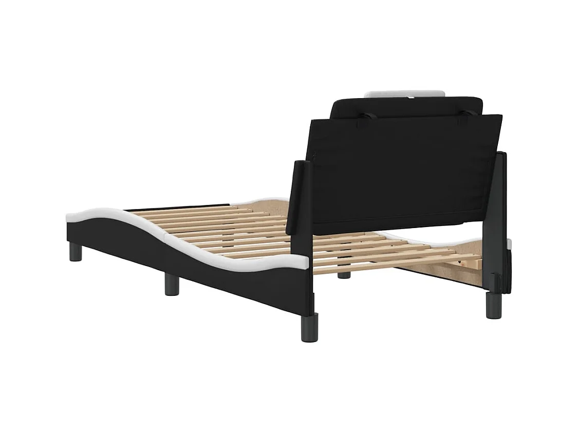 Bedframe zonder matras zwart-wit 90x200 cm kunstleer