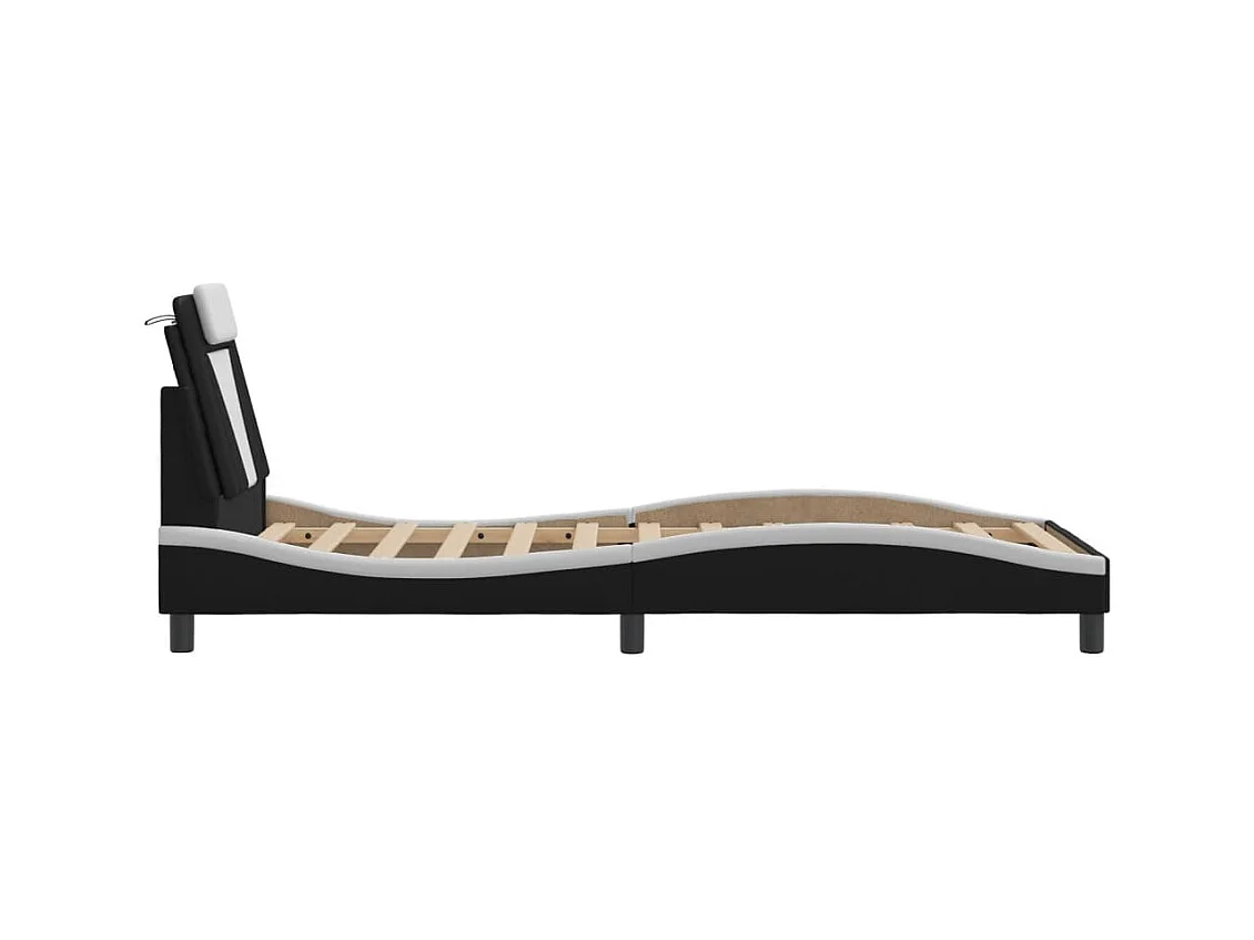 Bedframe zonder matras zwart-wit 90x200 cm kunstleer