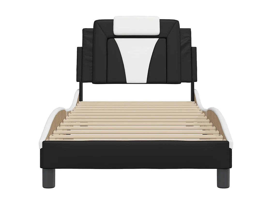 Bettgestell ohne Matratze schwarz-weiß 90x200 cm Kunstleder