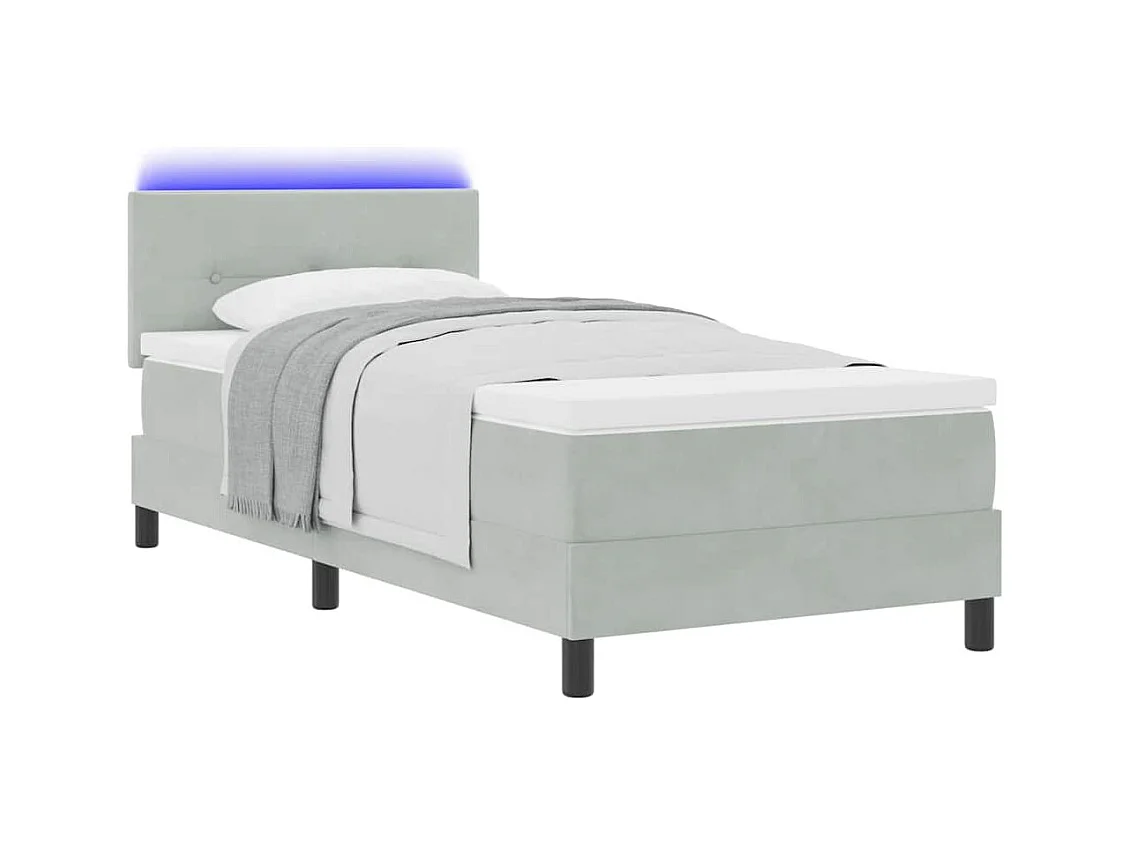 Boxspringbed met matras Lichtgrijs 90 x 190 cm Fluweel