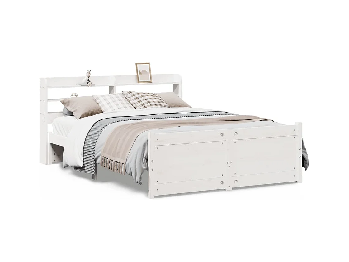 Bedframe met hoofdbord zonder matras wit 140x200 cm