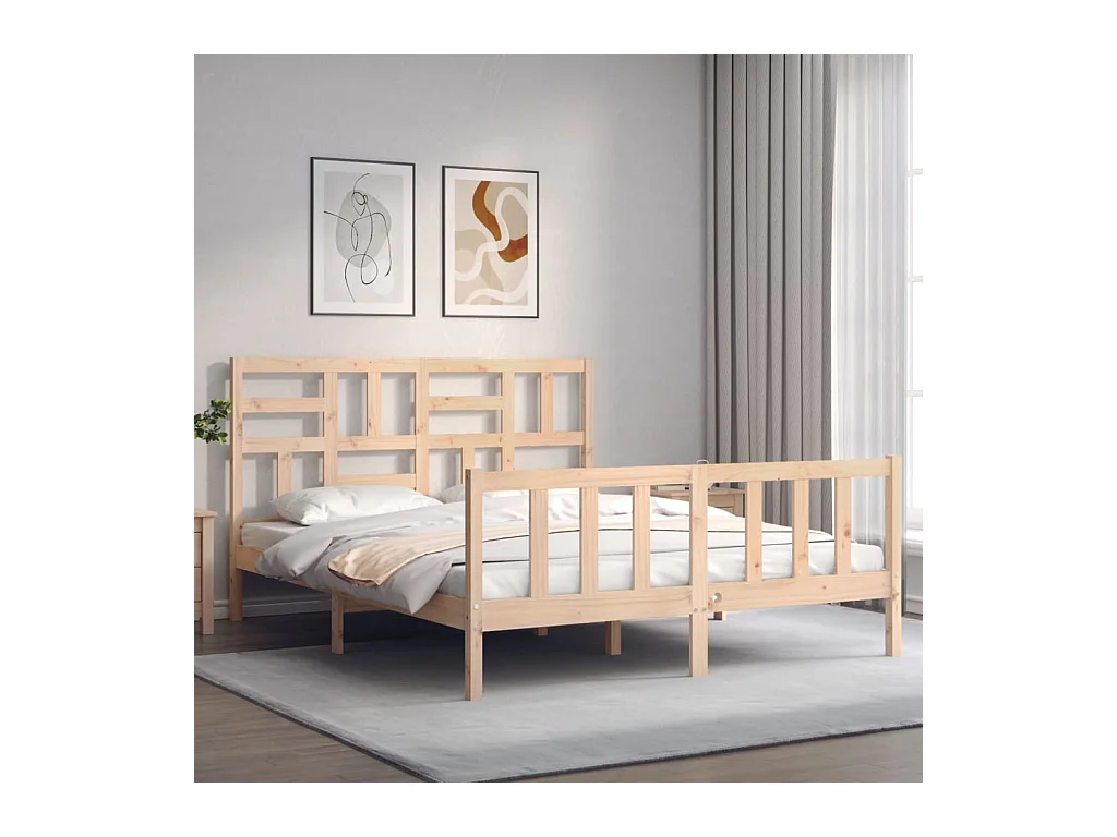 Estructura de cama sin colchón 160x200 cm madera maciza de pino