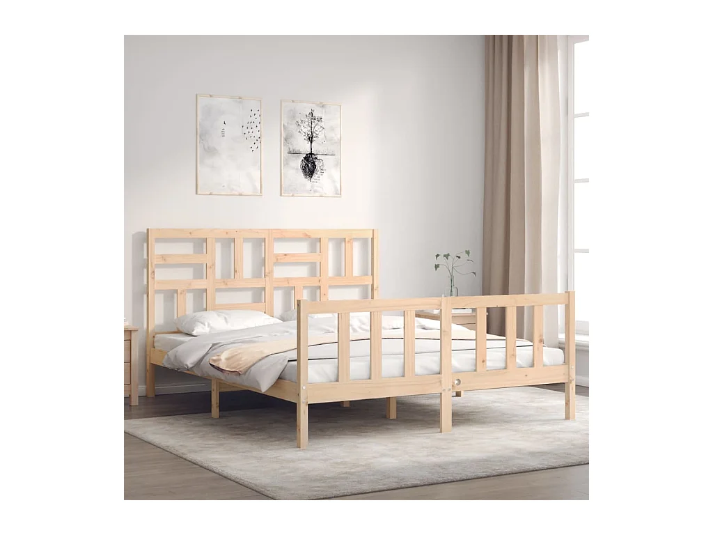 Estructura de cama sin colchón 160x200 cm madera maciza de pino