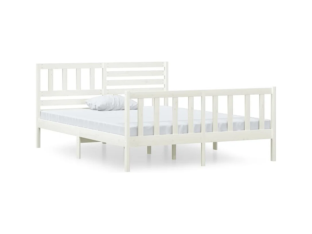Wit massief houten bedframe zonder matras