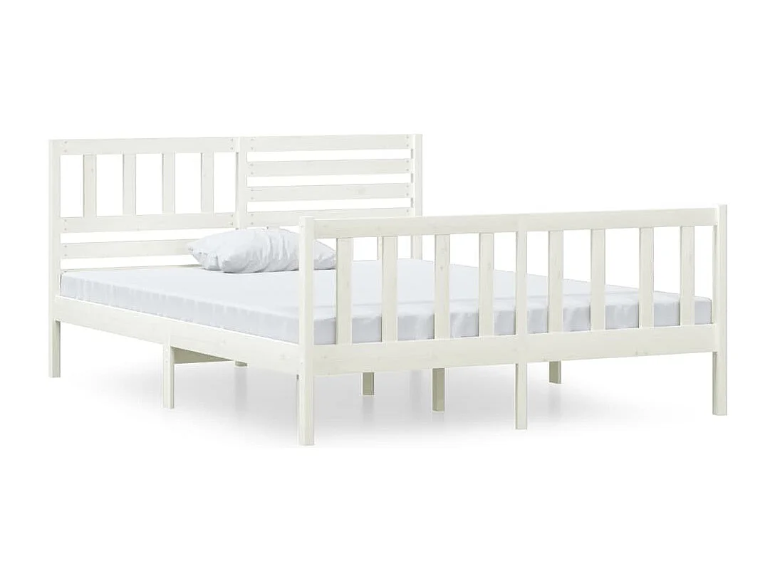Wit massief houten bedframe zonder matras
