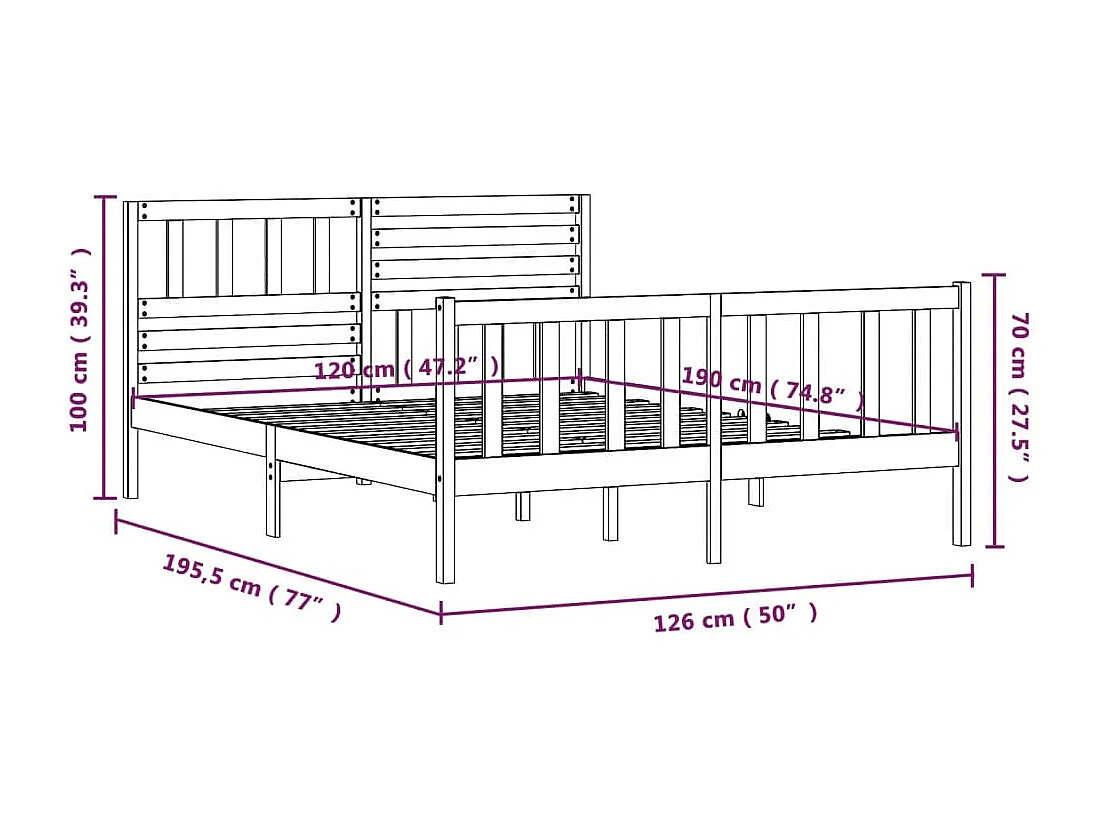 Wit massief houten bedframe zonder matras