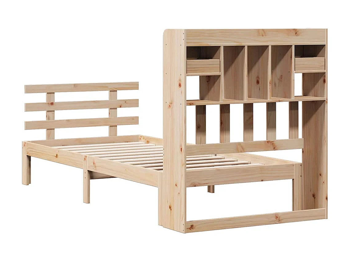 Lit bibliothèque sans matelas 90x190 cm bois de pin massif