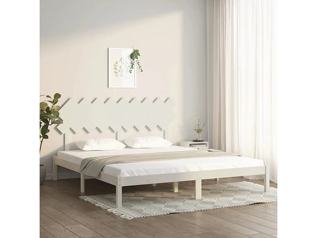 Cadre de lit sans matelas blanc 180x200 cm bois massif