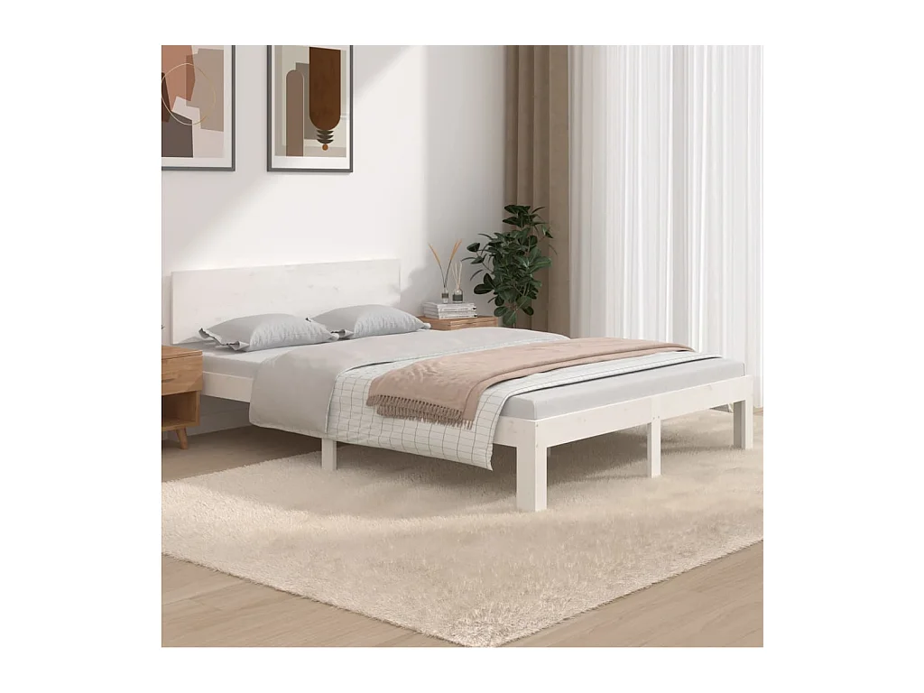 Cadre de lit sans matelas blanc 135x190 cm