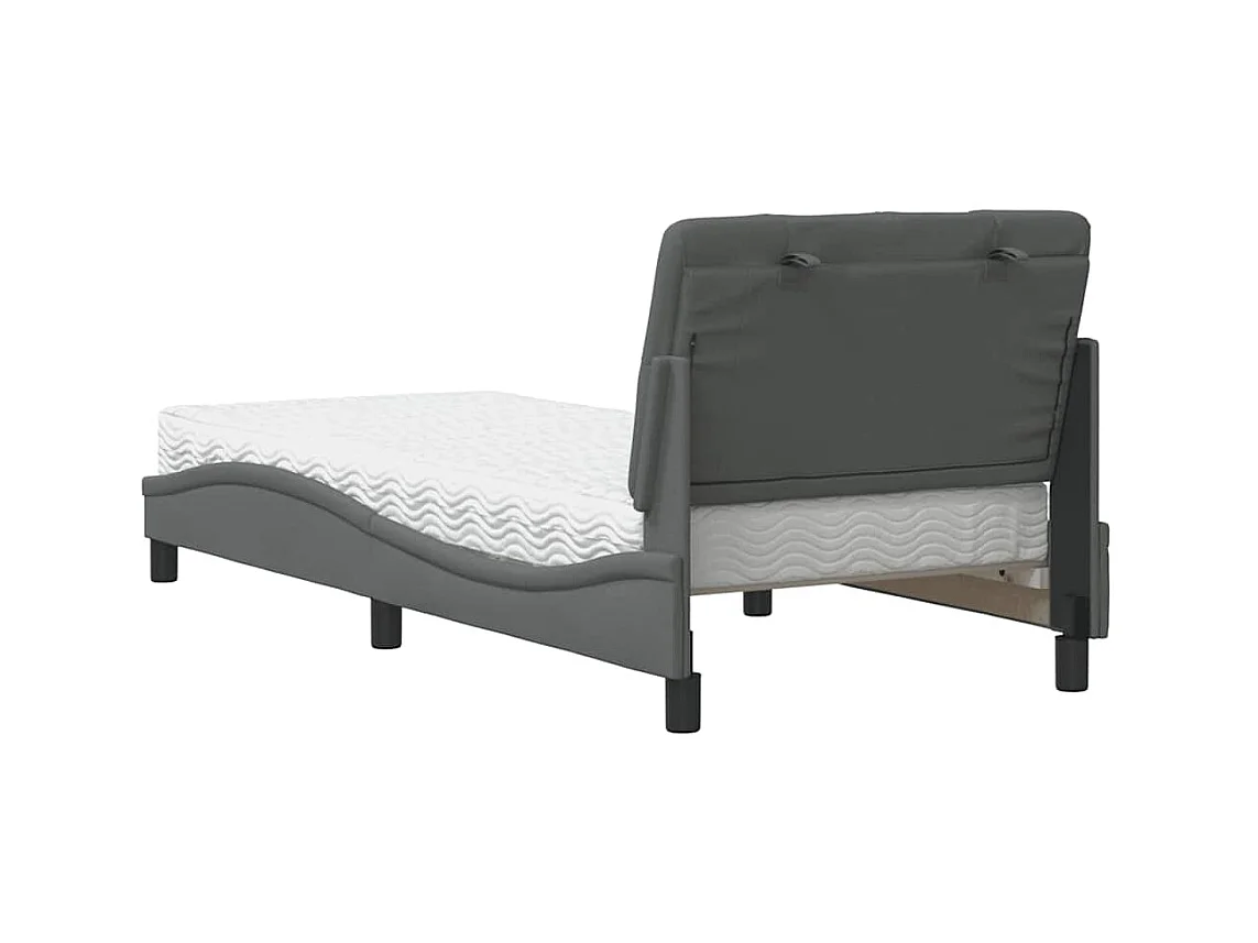 Bed met donkergrijze matras 80x200 cm stof