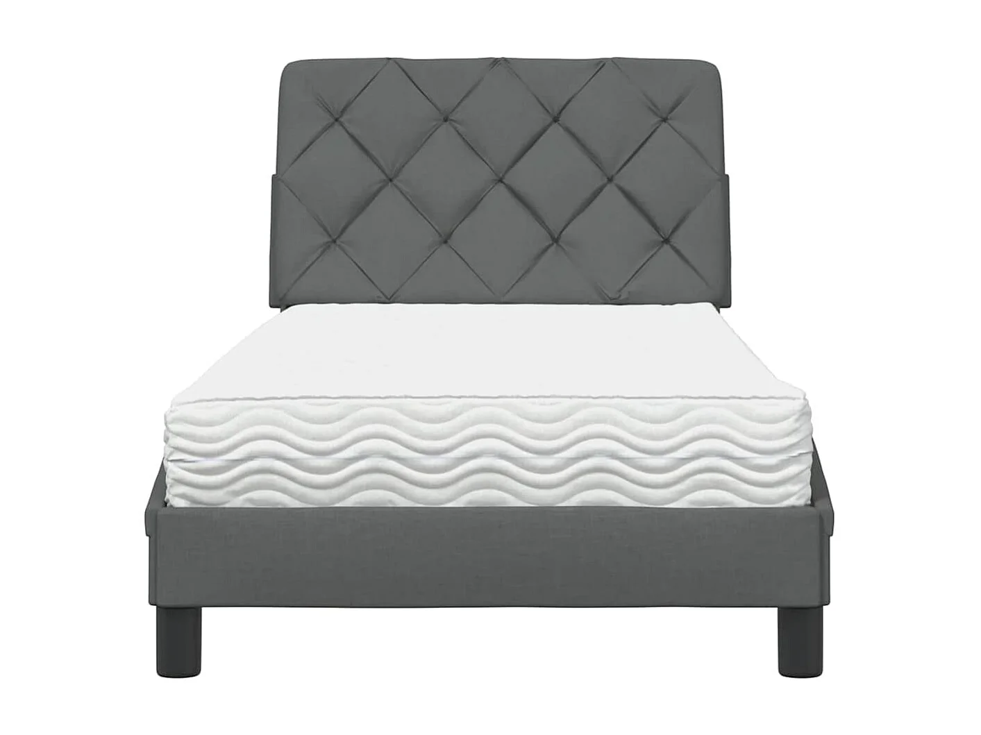 Bed met donkergrijze matras 80x200 cm stof
