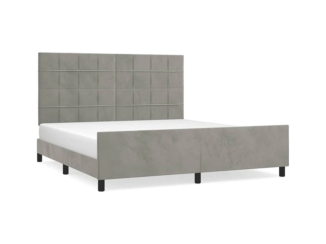 Cadre de lit sans matelas gris clair 160x200 cm velours