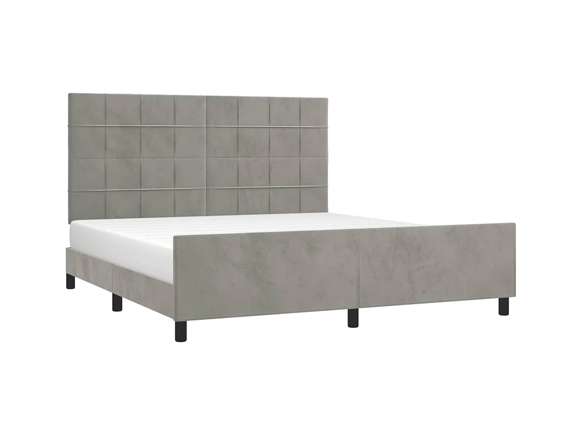 Cadre de lit sans matelas gris clair 160x200 cm velours