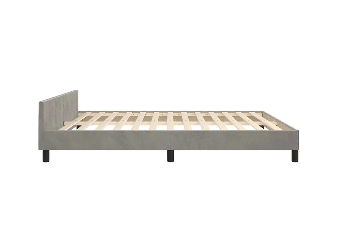 Cadre de lit sans matelas gris clair 160x200 cm velours