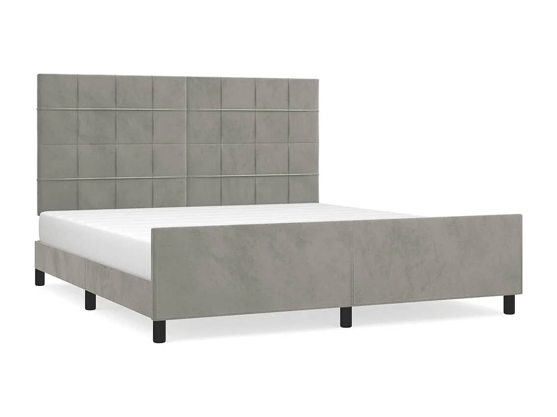 Cadre de lit sans matelas gris clair 160x200 cm velours