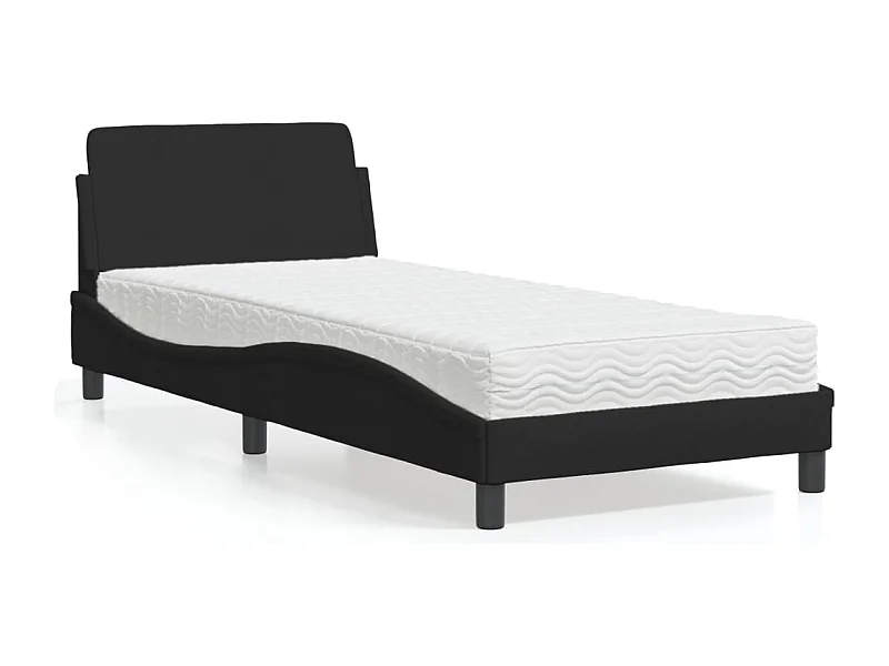 Cama con colchón de tela negra 90x200 cm