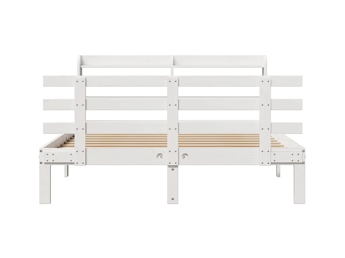 Estructura de cama con cabecero sin colchón blanco 140x200 cm