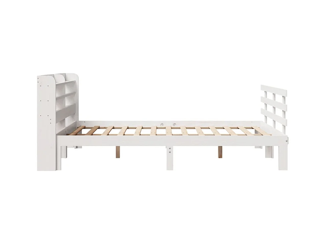 Estructura de cama con cabecero sin colchón blanco 140x200 cm