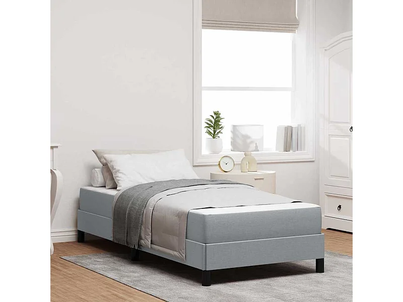 Cama de muelles con colchón Tejido gris claro 90 x 190 cm