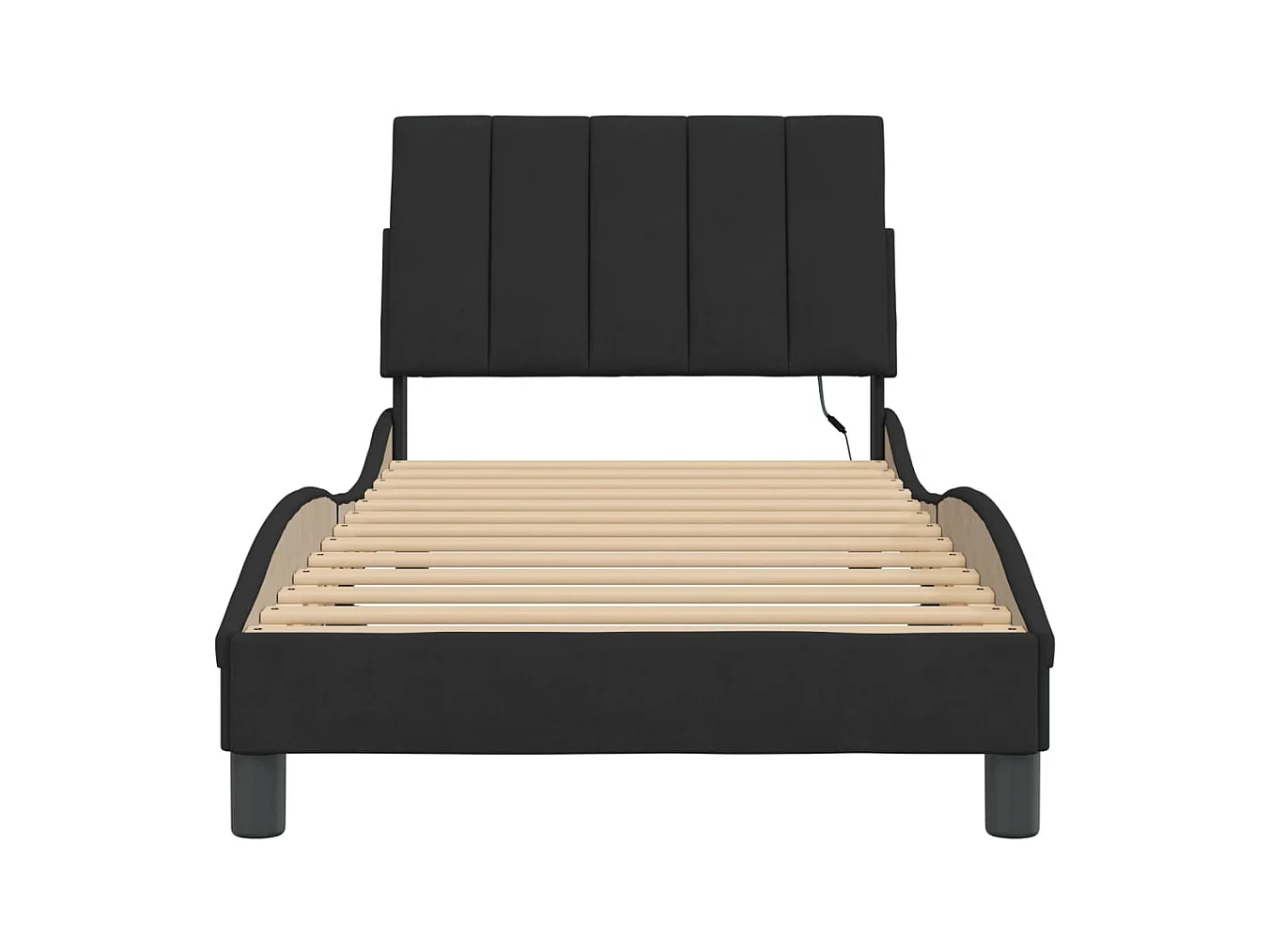 Struttura letto con LED senza materasso nero 90x190 cm velluto