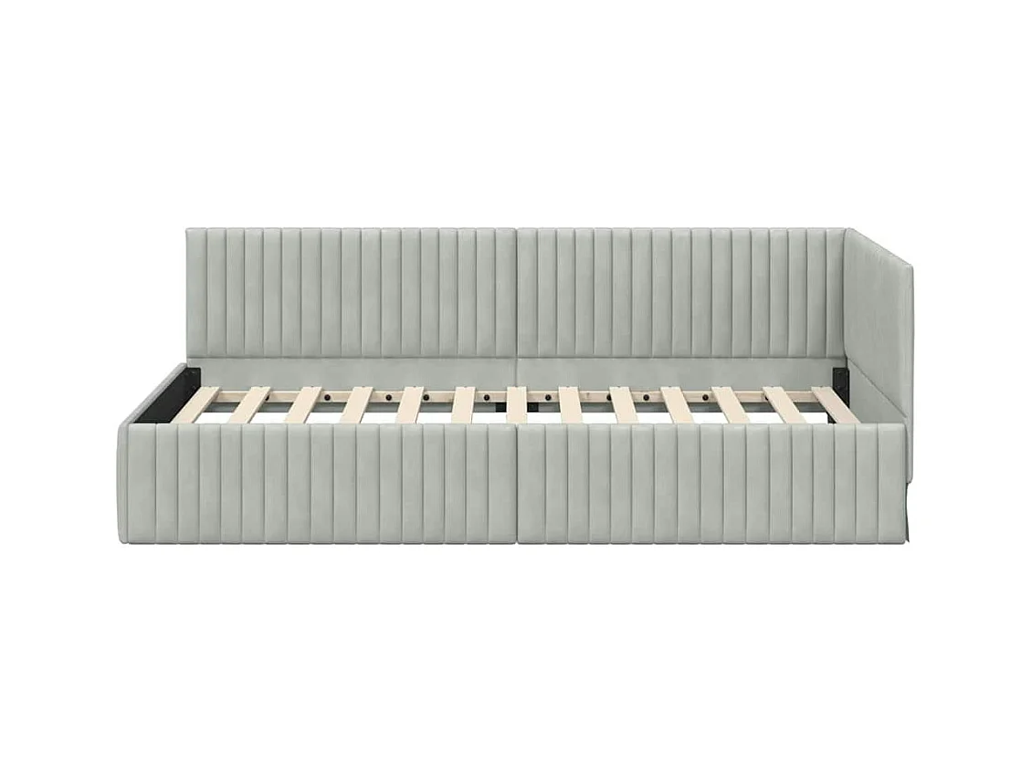 Struttura letto angolare Grigio chiaro 100 x 200 cm Velvet