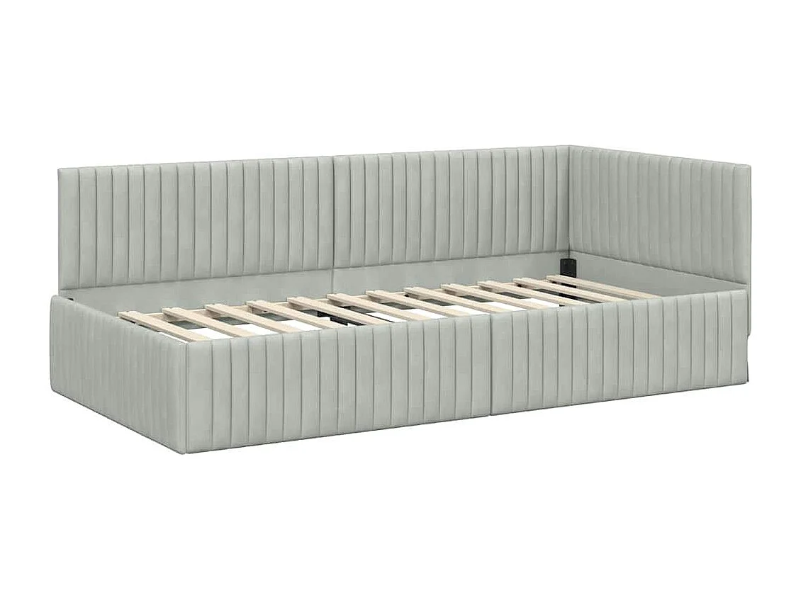 Cadre de lit d'angle Gris clair 100 x 200 cm Velours