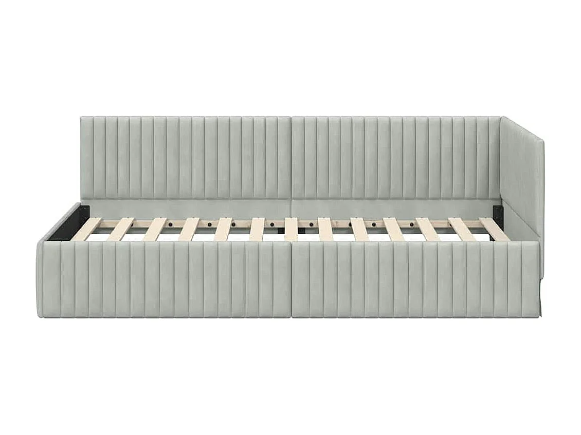 Cadre de lit d'angle Gris clair 100 x 200 cm Velours