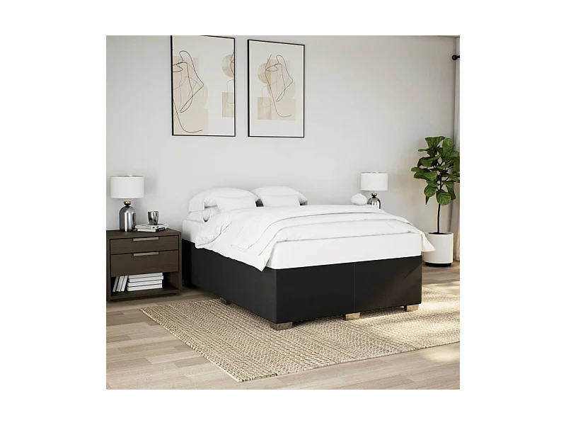 Zwarte matrasloze bedframe 140x190 cm stof