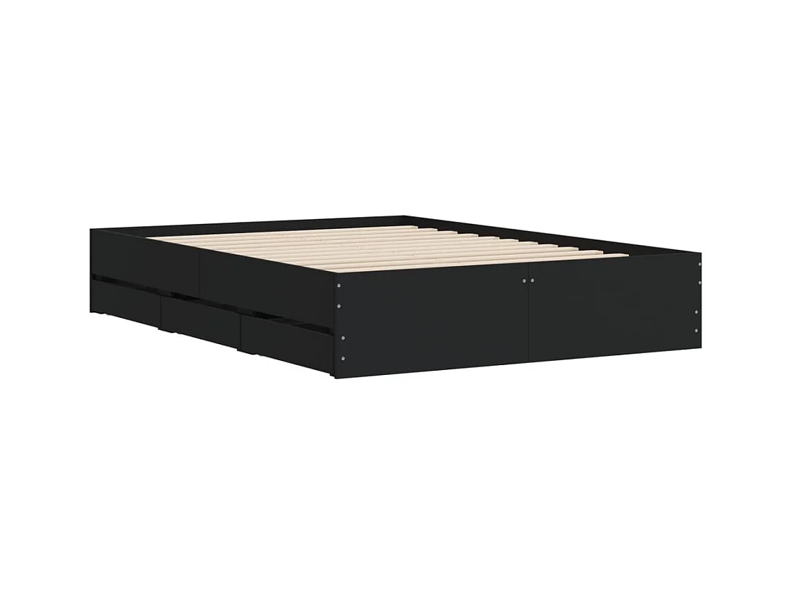 Struttura letto con cassetti senza materasso nero 120x200 cm