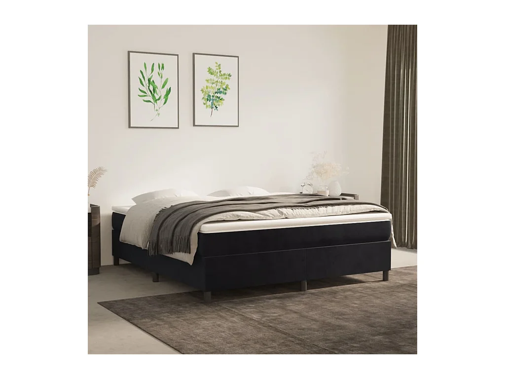 Cadre de lit sans matelas noir 160x200 cm velours