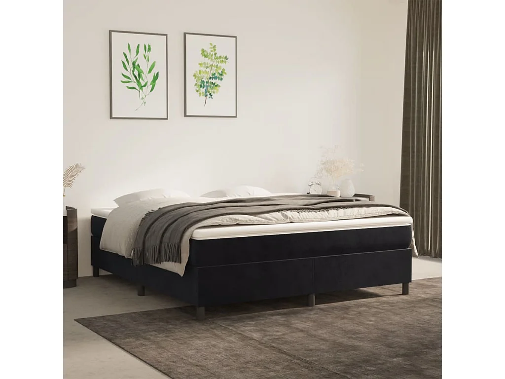 Bedframe zonder matras zwart 160x200 cm fluweel