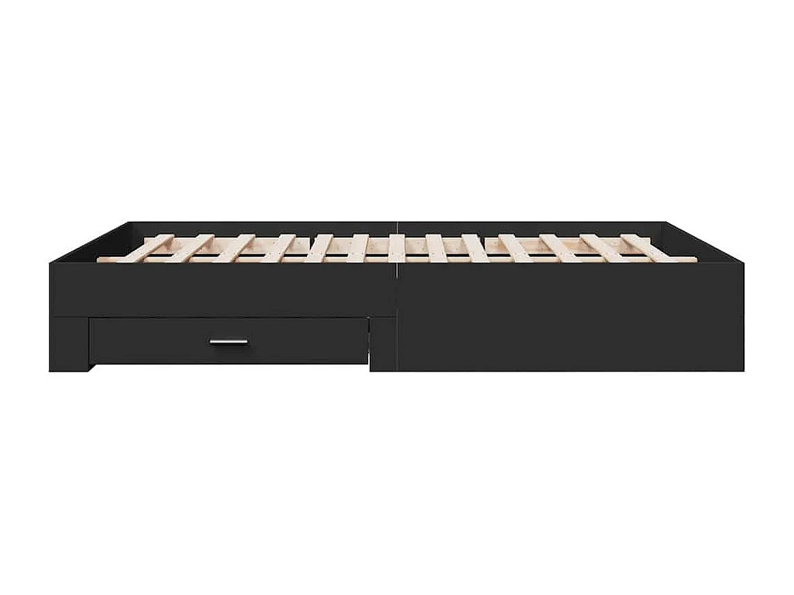 Cadre de lit avec tiroirs sans matelas noir 160x200 cm