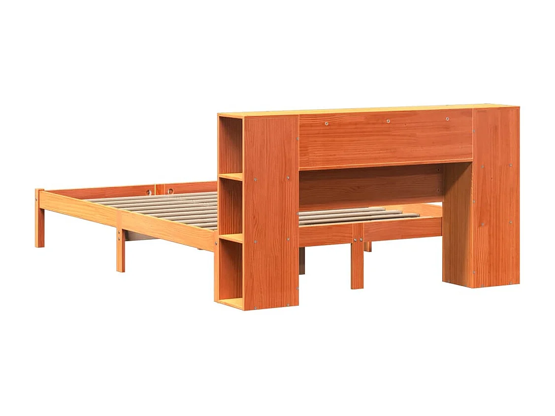 Bibliotheksbett ohne Matratze braun gewachst 140x190 cm Kiefer massiv