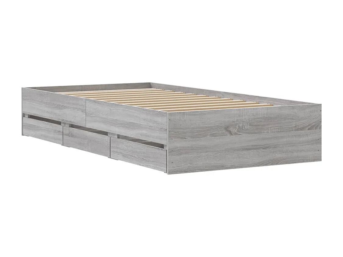 Struttura letto con cassetti senza materasso Sonoma grigio 90x190 cm