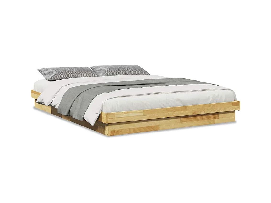 Cadre de lit sans matelas 160x200 cm bois massif de chêne