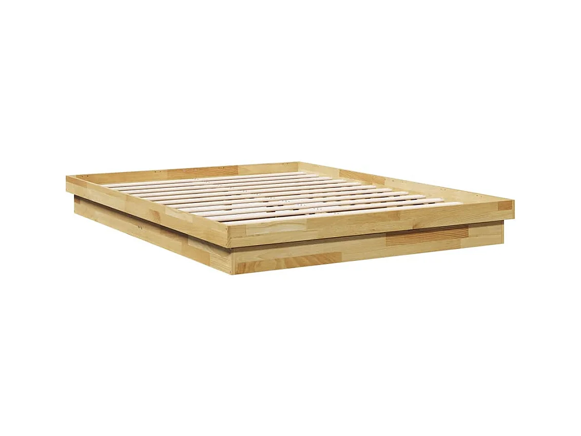 Cadre de lit sans matelas 160x200 cm bois massif de chêne