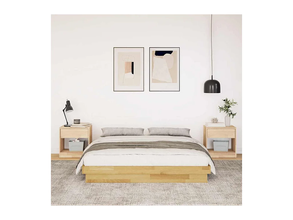 Cadre de lit sans matelas 160x200 cm bois massif de chêne