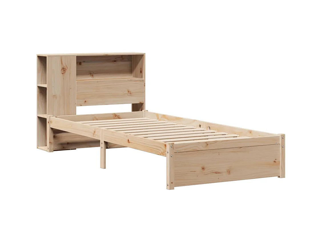 Cama biblioteca sin colchón 75x190 cm madera maciza de pino