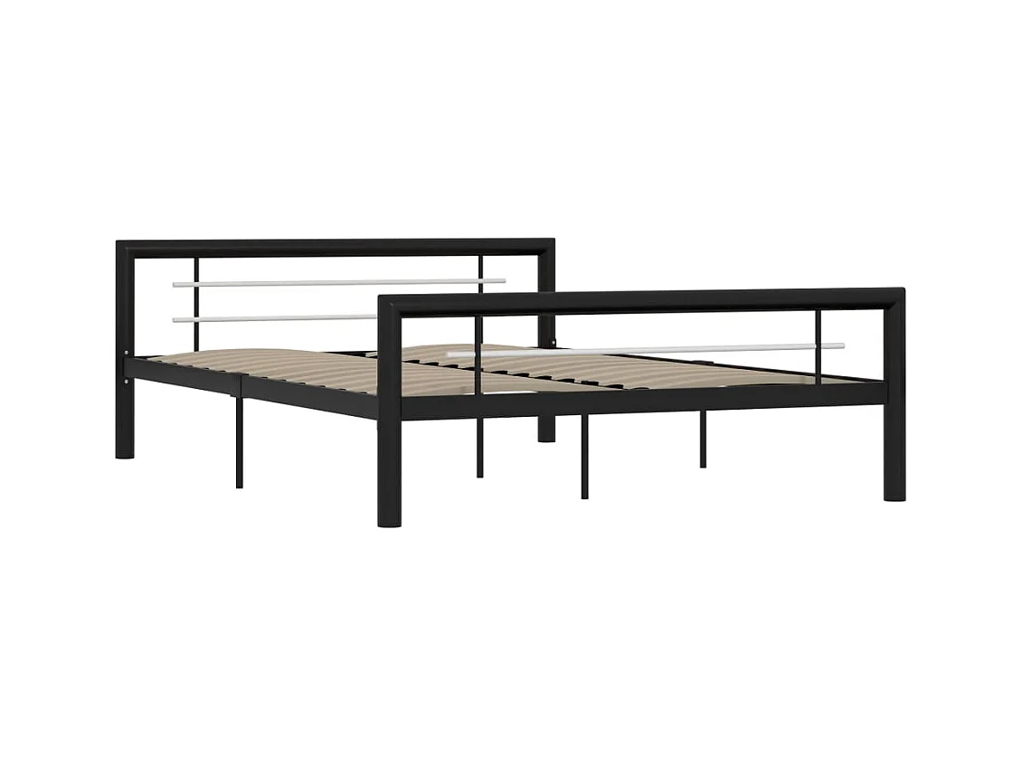 Struttura letto senza materasso in metallo bianco e nero 140x200 cm